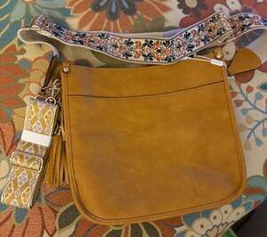 HKCLUF Faux Leather Crossbody Hobo Bag with Two Interchangeable Guitar Straps an